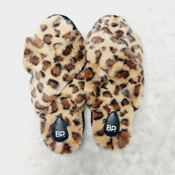 NEW BP. Bundle Of Two Sophie Brown Leopard Faux Fur Criss Cross Slippers S131 - Picture 3 of 9
